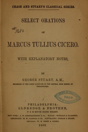 Select orations of Marcus Tullius Cicero
