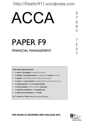 ACCA, for the exams in December 2009 and June 2010