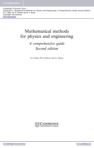 MATHEMATICAL METHODS FOR PHYSICS AND ENGINEERING: A COMPREHENSIVE GUIDE