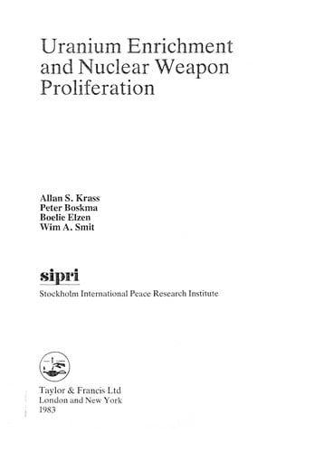 Uranium enrichment and nuclear weapon proliferation