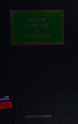 Jowitt's dictionary of English law
