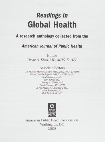 Readings in global health: a research anthology collected from the American journal of public health