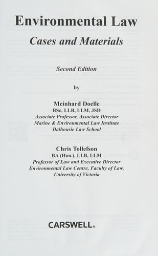 Environmental law: cases and materials