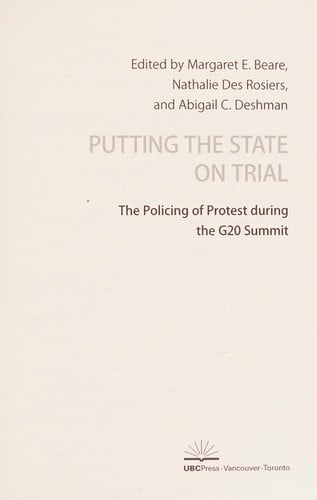 Putting the State on Trial: The Policing of Protest During the G20 Summit