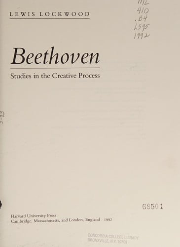 Beethoven: studies in the creative process