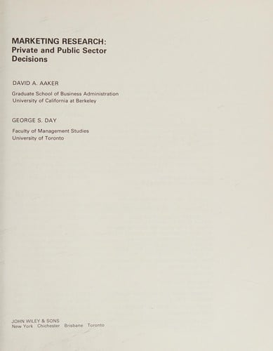Marketing research: private and public sector decisions