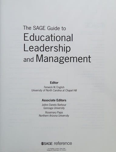 SAGE Guide to Educational Leadership and Management