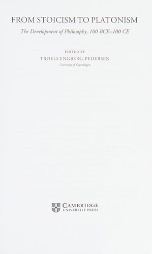 From Stoicism to Platonism: The Development of Philosophy, 100 BCE-100 CE