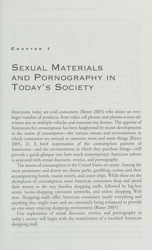 A hypersexual society: sexual discourse, erotica, and pornography in America today