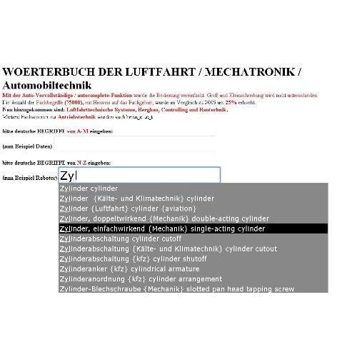 Leseprobe Fachbegriffe zu Kraftfahrzeugtechnisches Wörterbuch deutsch-englisch auch Robotertechnik / Mechatronik