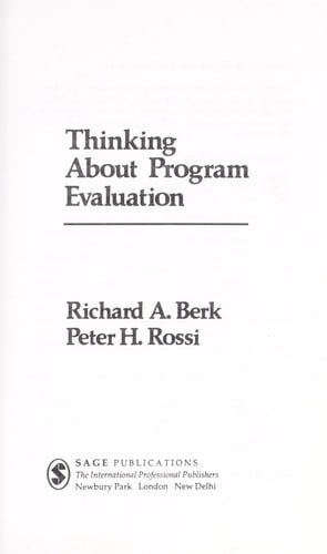 Thinking about program evaluation