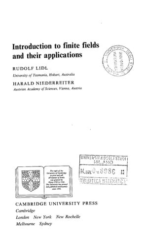 Introduction to finite fields and their applications