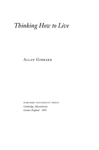 Thinking How to Live