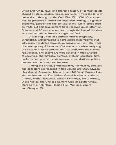 Visualising China in Southern Africa Biography, Circulation, Transgression