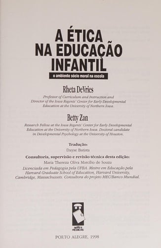 A Ética na Educação Infantil O Ambiente Sócio-Moral na Escola