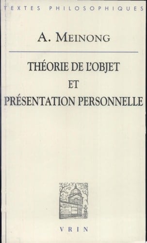 Théorie de l'objet (1904) Présentation personnelle (1921)