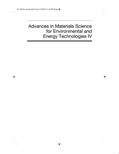 Advances in Materials Science for Environmental and Energy Technologies IV