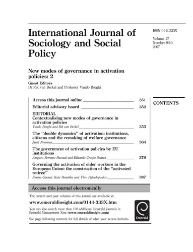 New Modes of Governance in Activation Policies - 2 New Modes of Governance in Activation Policies