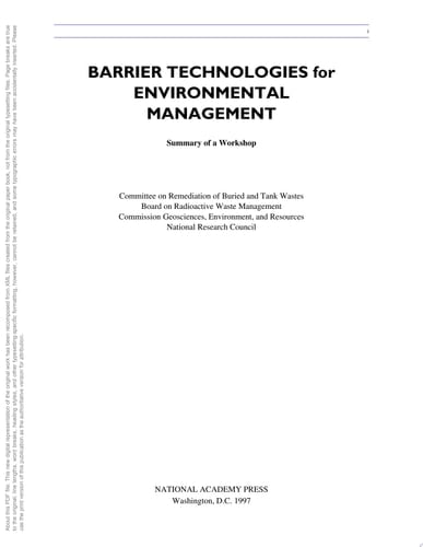 Barrier Technologies for Environmental Management Summary of a Workshop