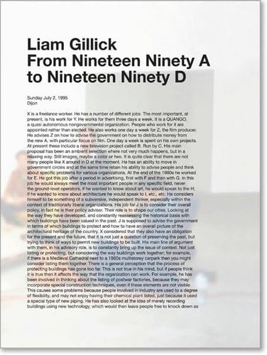 Liam Gillick From Nineteen Ninety A to Nineteen Ninety D