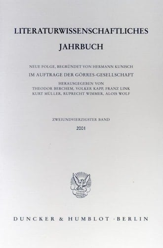 Literaturwissenschaftliches Jahrbuch 42. Band (2001).