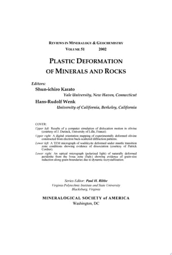 Plastic Deformation of Minerals and Rocks