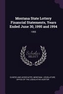 Montana State Lottery Financial Statements, Years Ended June 30, 1995 And 1994 1995
