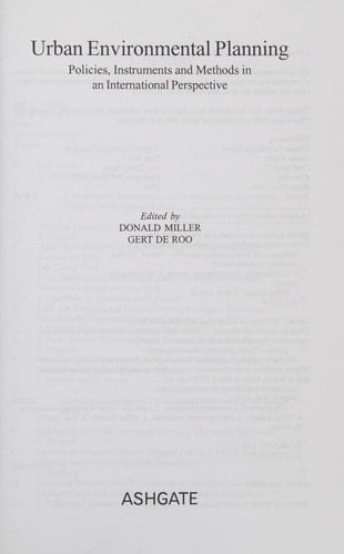 Urban Environmental Planning: Policies, Instruments and Methods in an International Perspective (Urban Planning and Environment)