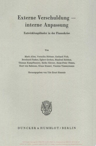Externe Verschuldung - interne Anpassung Entwicklungsländer in der Finanzkrise