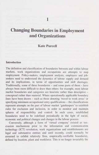 Changing Boundaries in Employment