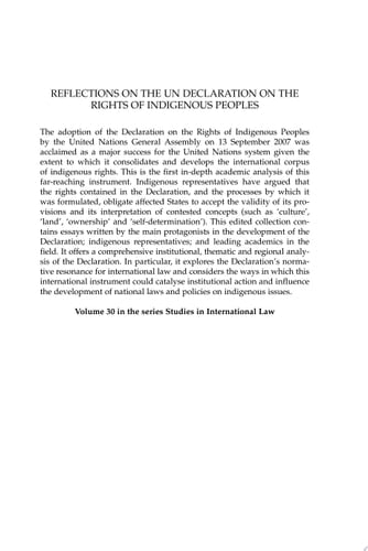 Reflections on the UN Declaration on the Rights of Indigenous Peoples