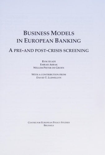 Business Models in European Banking A Pre-and Post-crisis Screening
