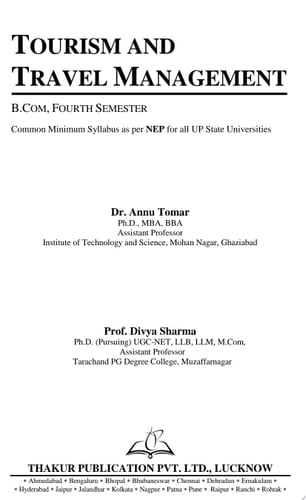 Tourism and Travel Management (English Edition) e-Book for B.Com 4th Semester for U.P. State Universities: Common Syllabus