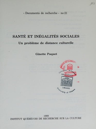 Santé et inégalités sociales un problème de distance culturelle