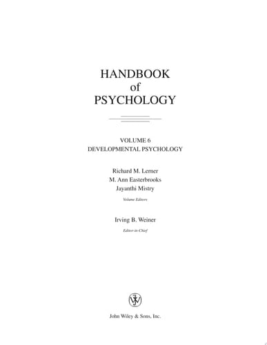 Handbook of Psychology, Developmental Psychology