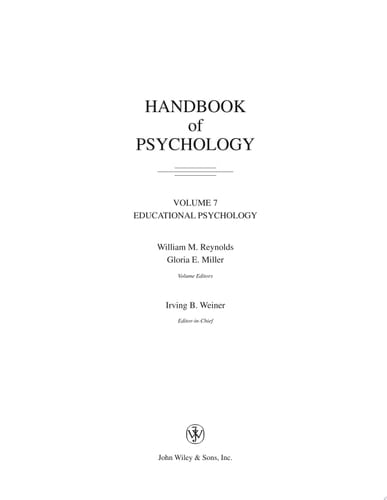 Handbook of Psychology, Educational Psychology
