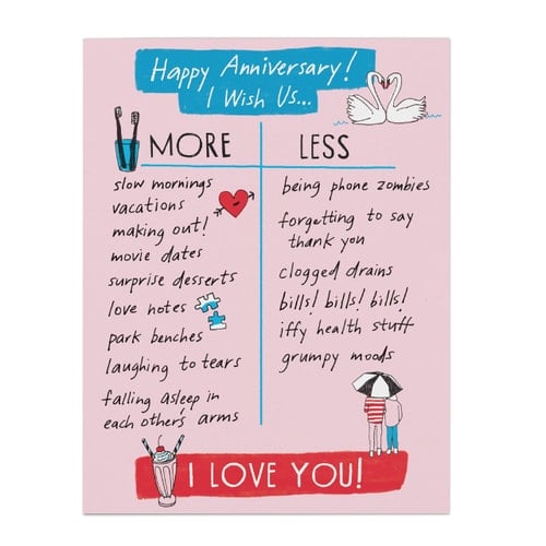 Julia Rothman Anniversary More/Less Greeting Cards (Julia Rothman for Em & Friends Greeting Cards)
