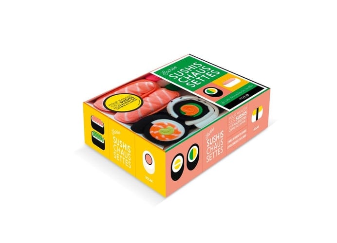 Soirée sushis chaussettes Coffret avec 2 paires de chaussettes longues et 1 livre des meilleures recettes de sushis