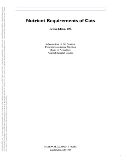 Nutrient Requirements of Cats