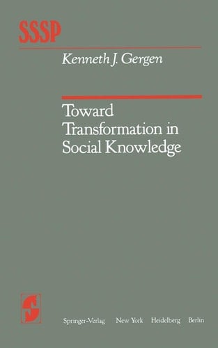 Toward Transformation in Social Knowledge (Springer Series in Social Psychology)