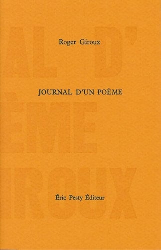 Journal d’un poème