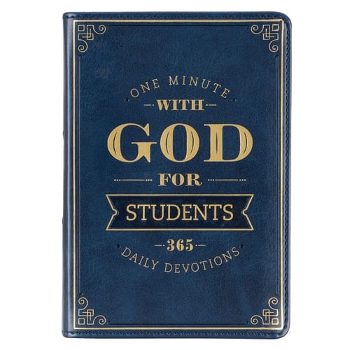 One Minute with God for Students Devotional, Navy Faux Leather Flexcover