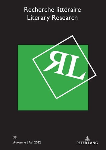 RECHERCHE LITTERAIRE Automne Fall 2022