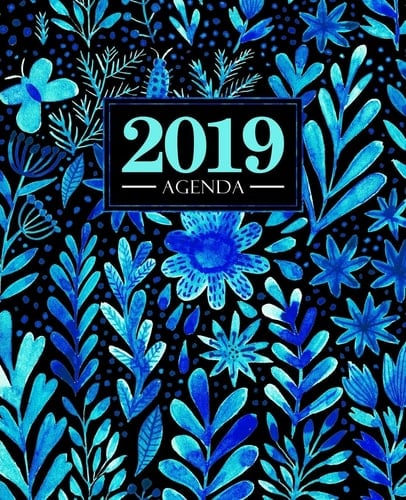 Agenda 2019 19x23cm: Agenda 2019 Semainier: Fleurs Aquarelles Bleues 5715