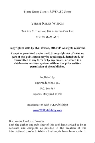 Stress Relief Wisdom Ten Key Distinctions For A Stress-Free Life