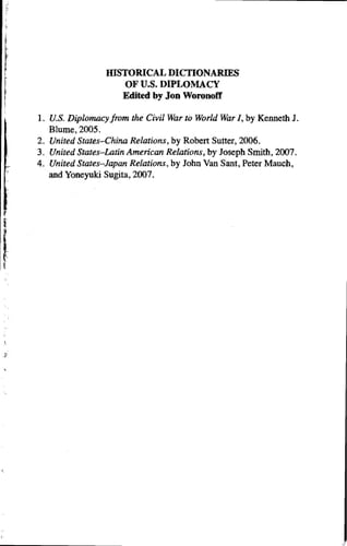 Historical Dictionary of United States-Japan Relations