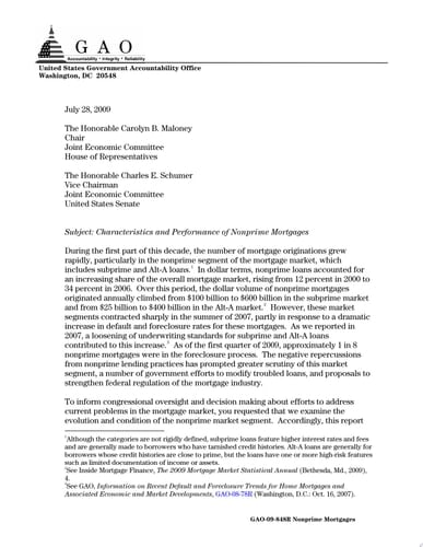 Characteristics and Performance of Nonprime Mortgages
