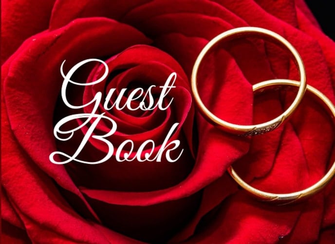Wedding Guest Book: Elegant Beautiful Red Rose guest book for guests to leave personal messages on your special day 8.25x6 100 page