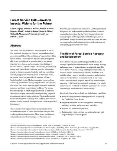 Forest Service R&D -- Invasive Insects Visions for the Future