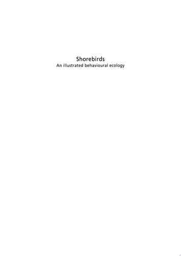 Shorebirds An Illustrated Behavioural Ecology